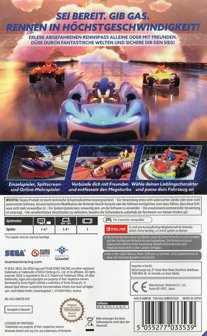 Team Sonic Racing - Nintendo Switch Rückseite
