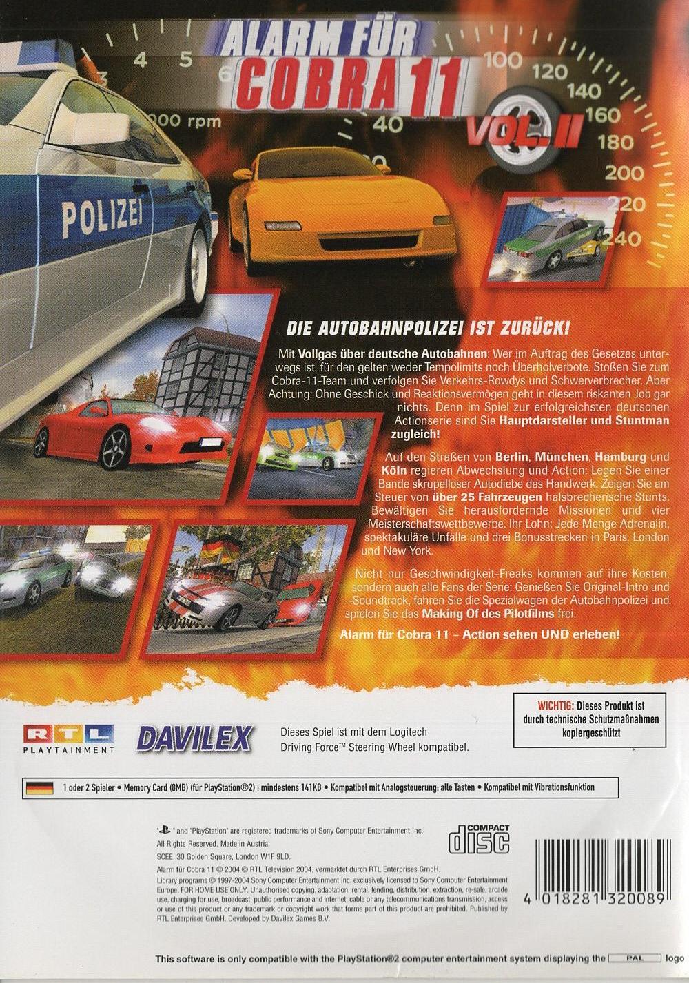 Alarm für Cobra 11 Vol. 2 - PlayStation 2 Rückseite
