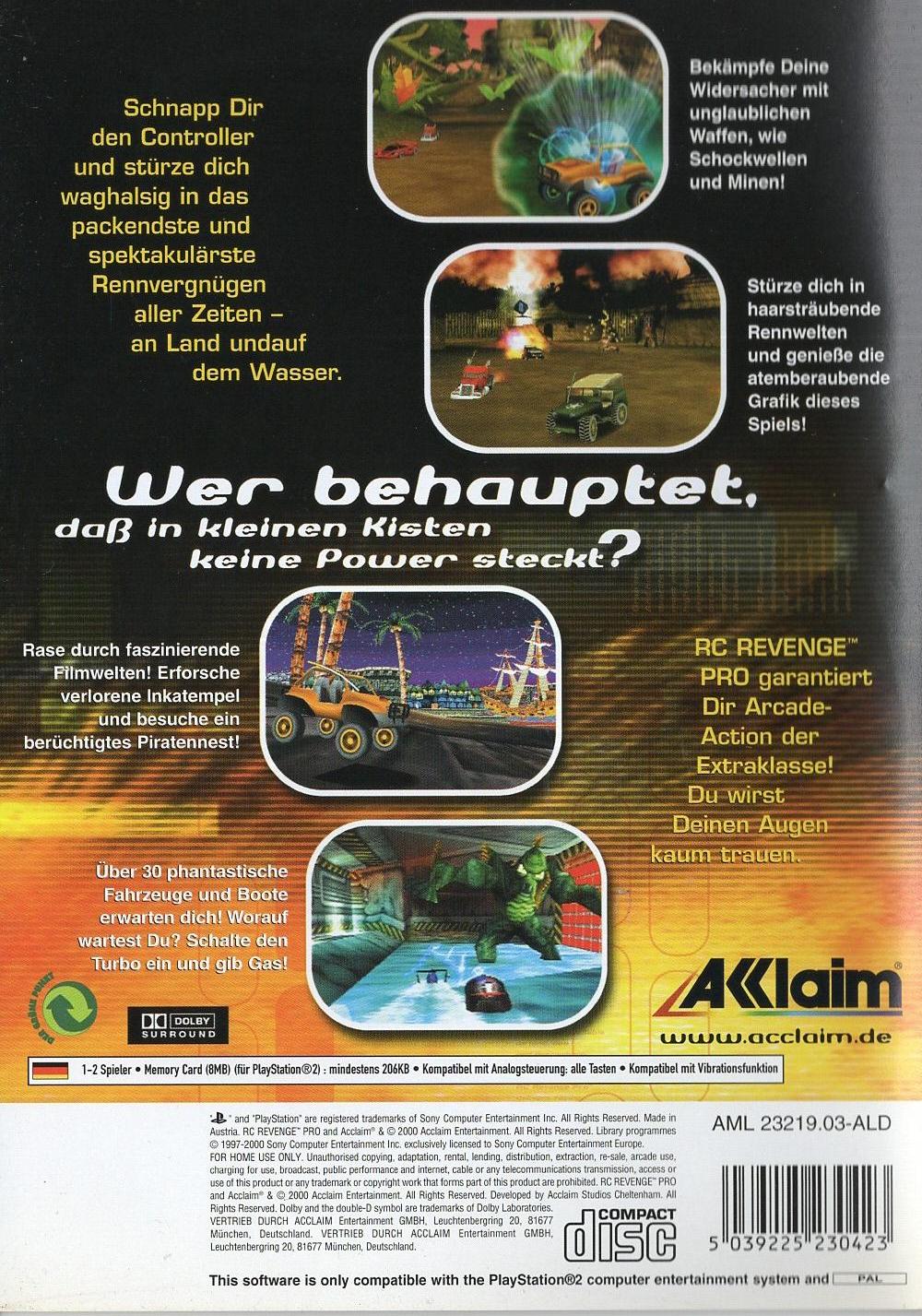 RC Revenge Pro - PlayStation 2 Rückseite