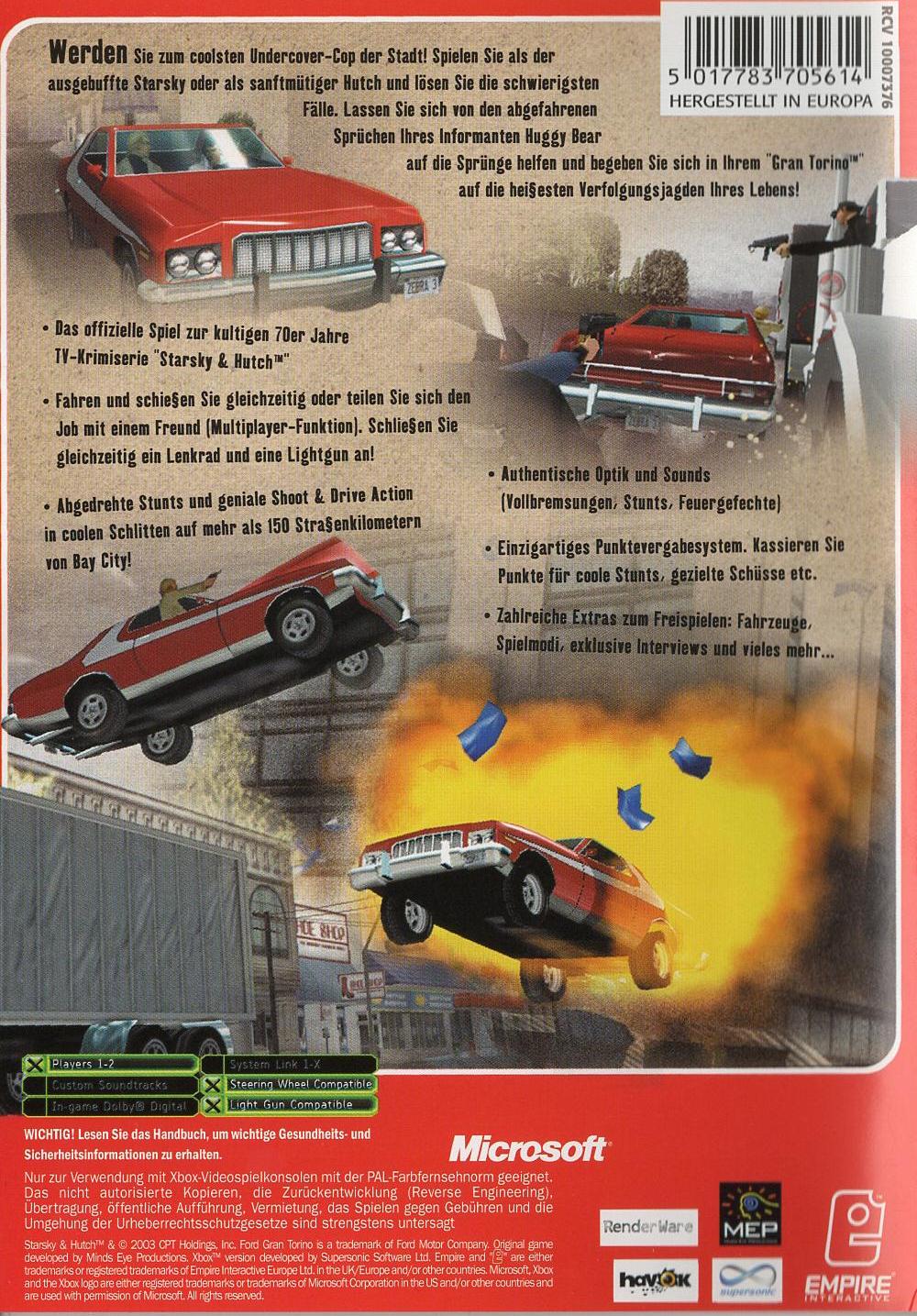 Starsky & Hutch - Xbox Rückseite