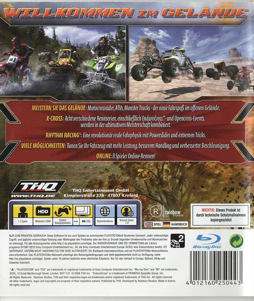 MX vs. ATV Untamed - PlayStation 3 Rückseite