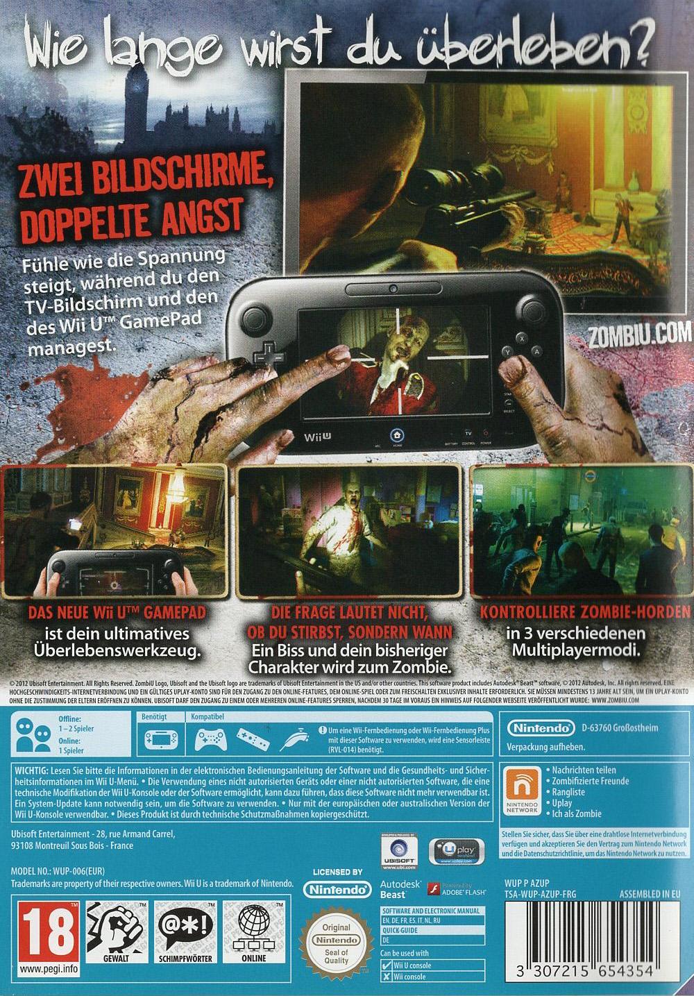 ZombiU - Nintendo Wii U Rückseite