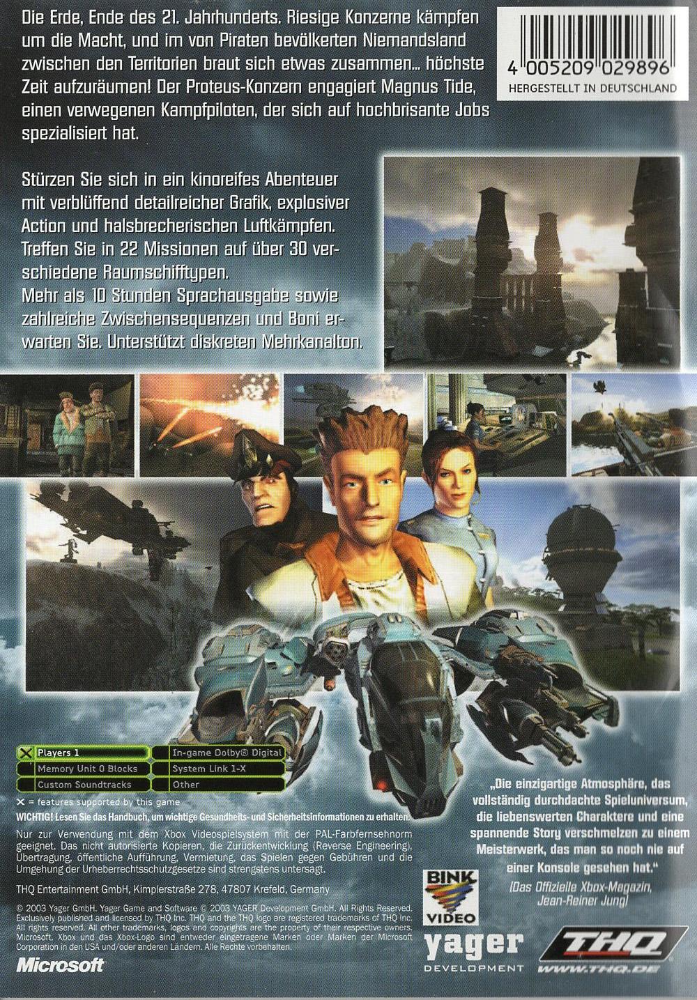 Yager - Xbox Rückseite