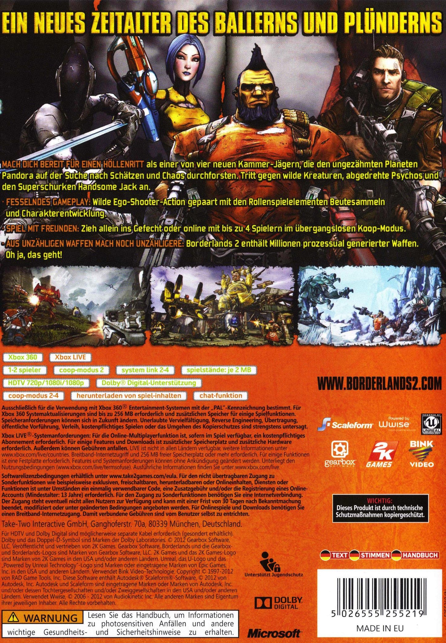 Borderlands 2 - Xbox 360 Rückseite