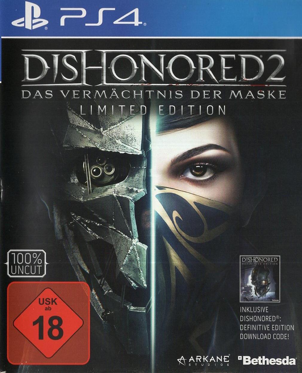 Dishonored 2 - PlayStation 4 Vorderseite