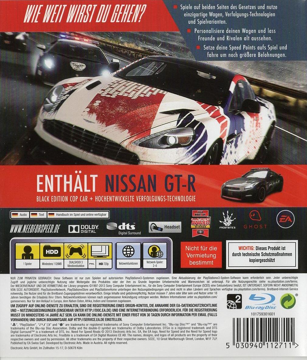 Need for Speed Rivals - PlayStation 3 Rückseite