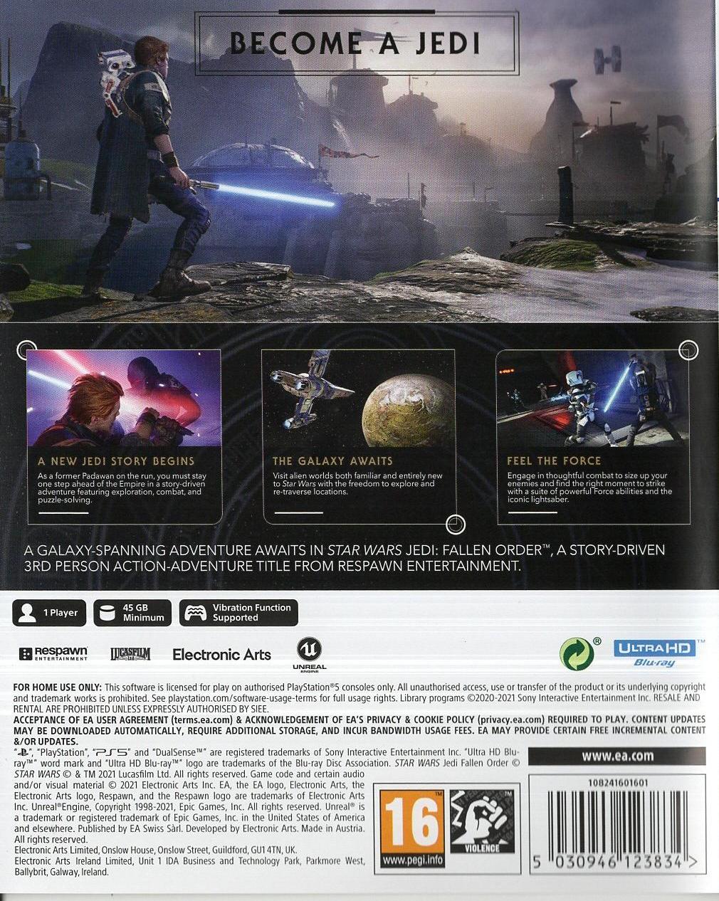 Star Wars Jedi: Fallen Order - PlayStation 5 Rückseite