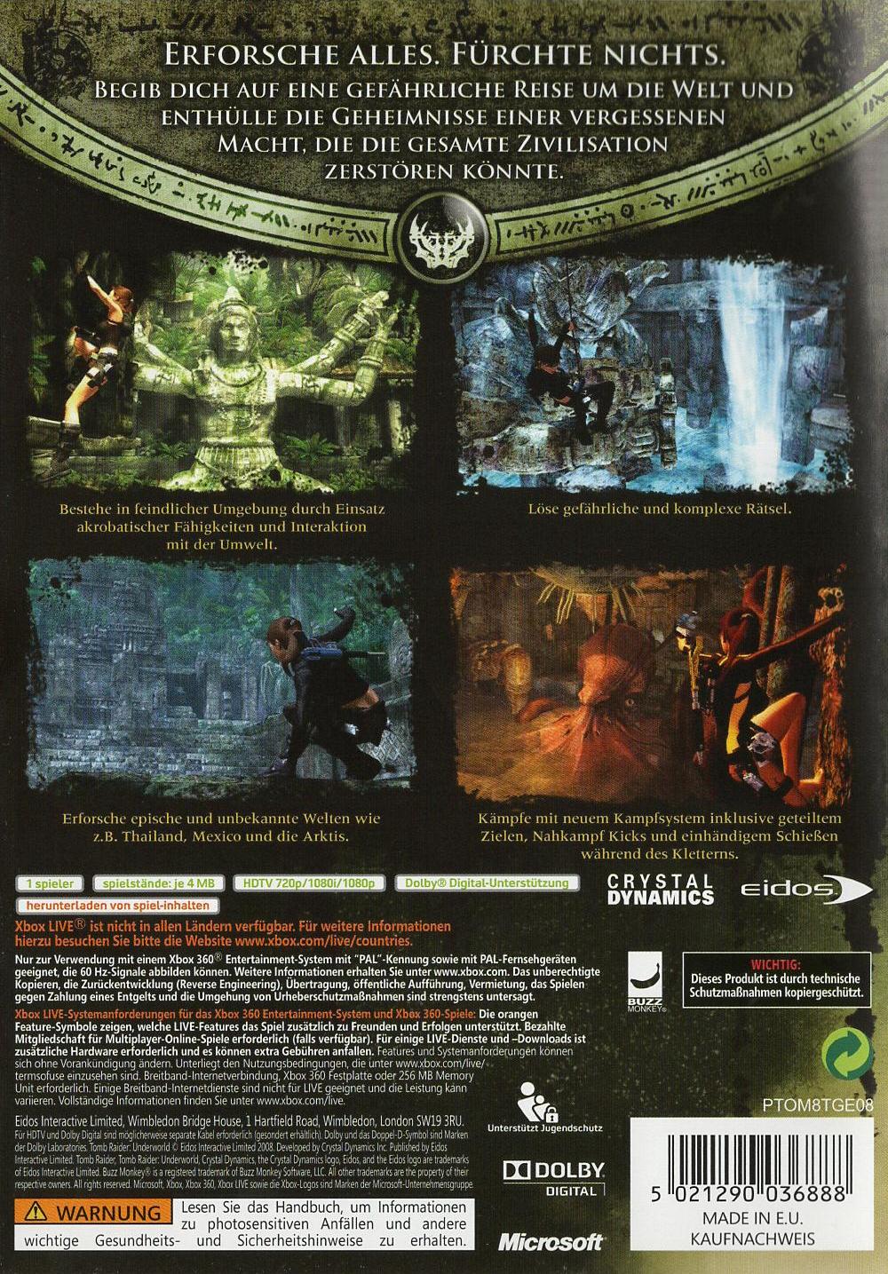 Tomb Raider: Underworld - Xbox 360 Rückseite
