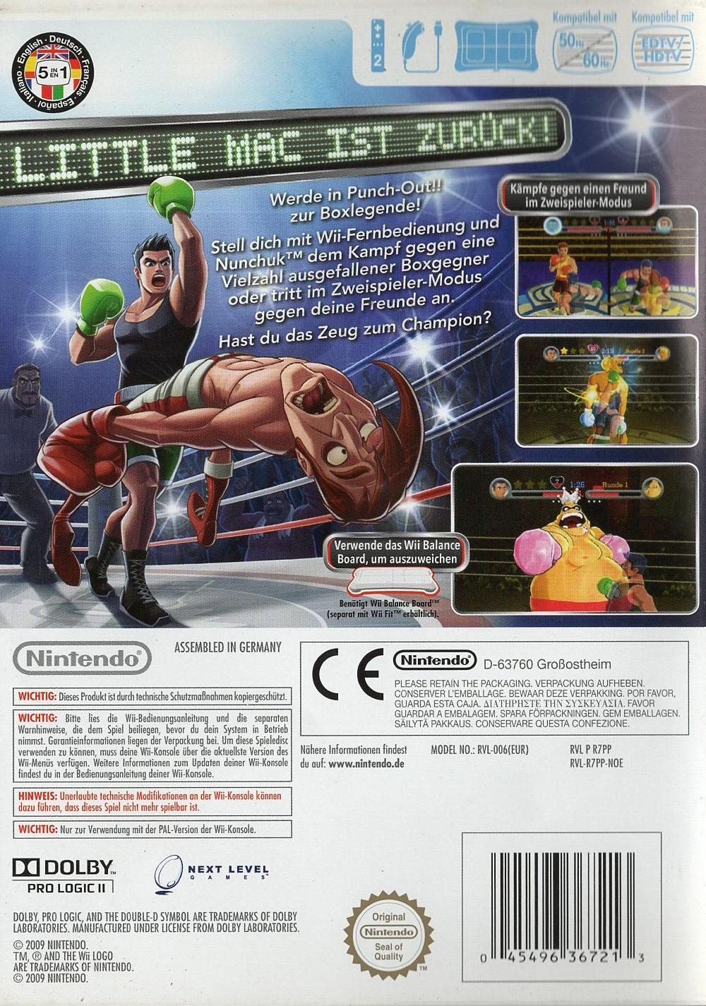 Punch-Out!! - Nintendo Wii Rückseite