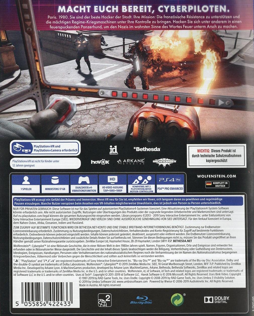 Wolfenstein Cyberpilot - PlayStation 4 Rückseite