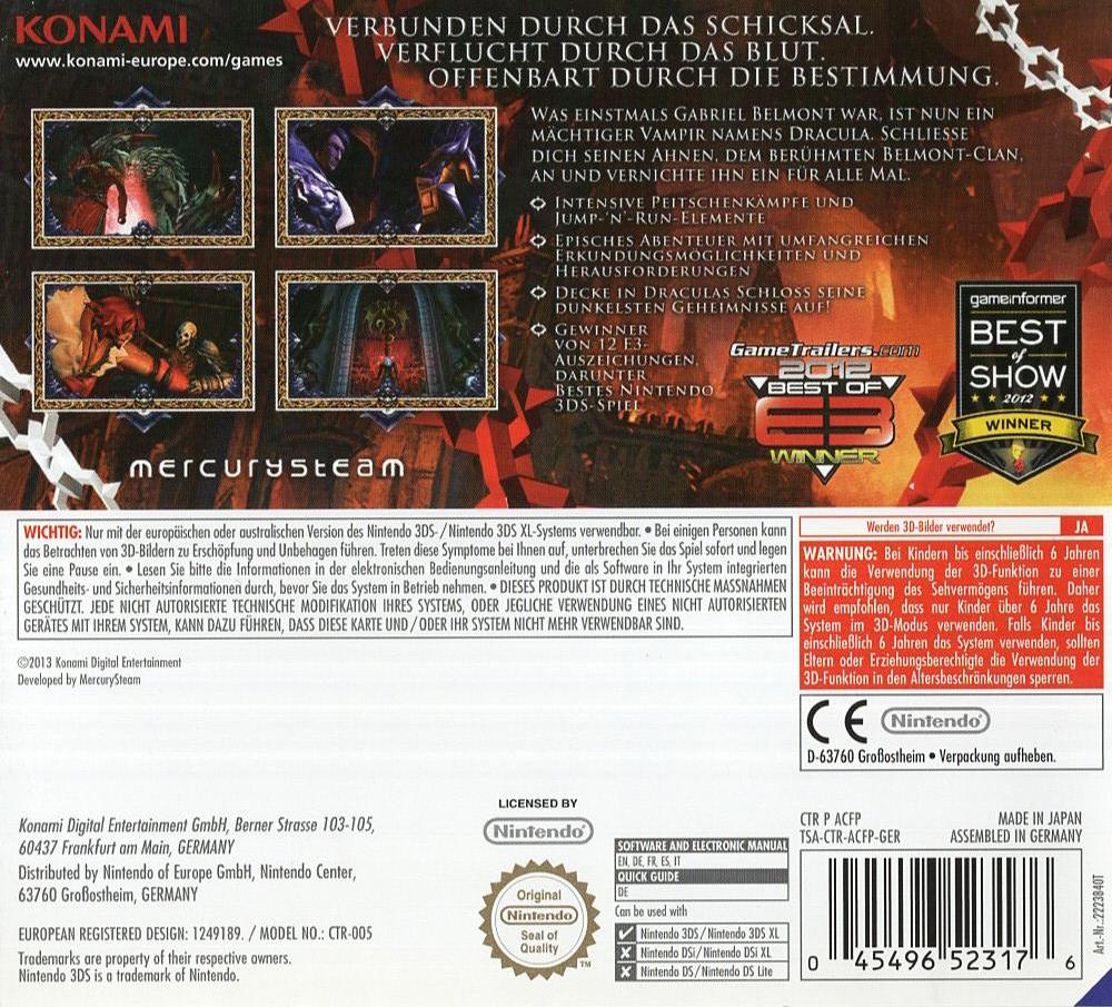 Castlevania: Lords of Shadow - Mirror of Fate - Nintendo 3DS Rückseite