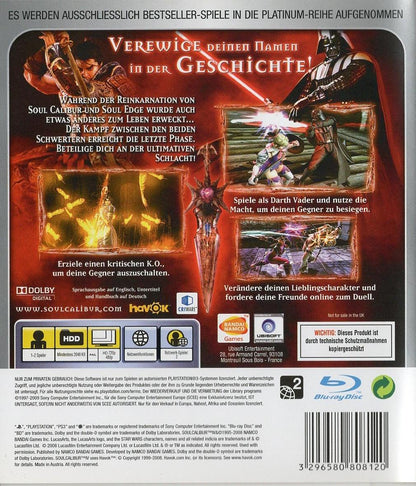 SoulCalibur IV - PlayStation 3 Rückseite