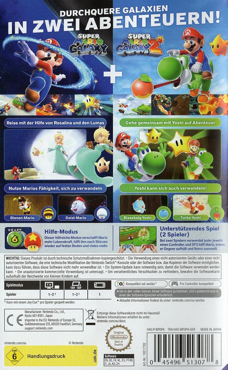 Super Mario Galaxy + Super Mario Galaxy 2 - Nintendo Switch Rückseite