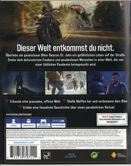 Days Gone - PlayStation 4 Rückseite