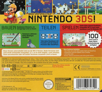 Super Mario Maker for Nintendo 3DS - Nintendo 3DS Rückseite
