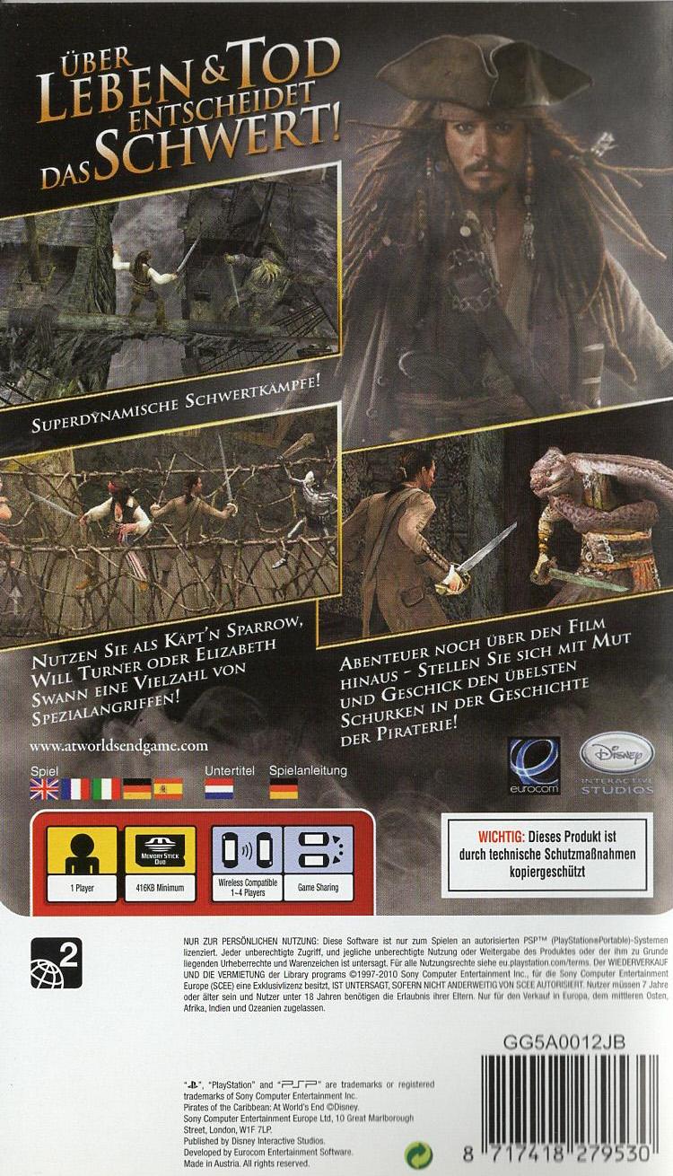 Pirates of the Caribbean: Am Ende der Welt - PlayStation Portable Rückseite