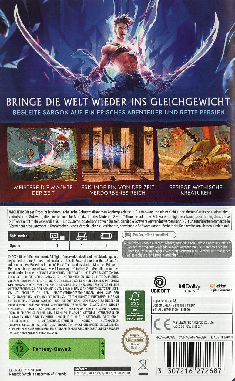 Prince of Persia: The Lost Crown - Nintendo Switch Rückseite