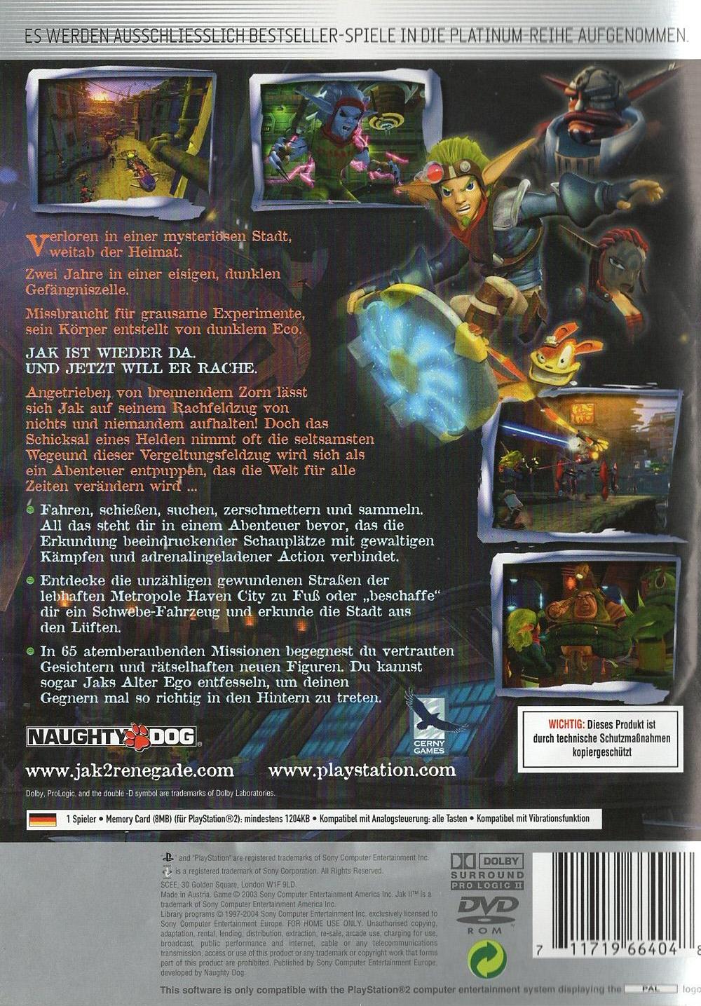 Jak II: Renegade - PlayStation 2 Rückseite