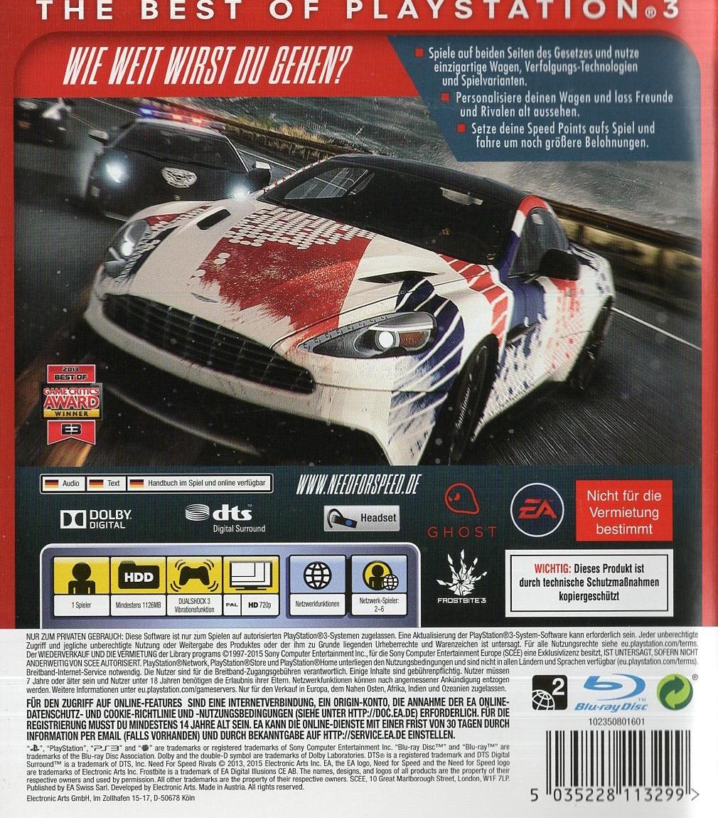 Need for Speed: Rivals - PlayStation 3 Rückseite
