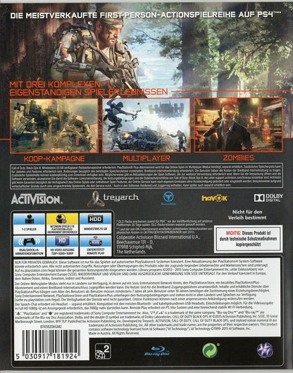 Call of Duty: Black Ops III - PlayStation 4 Rückseite