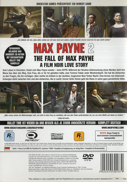 Max Payne 2: The Fall of Max Payne - PlayStation 2 Rückseite