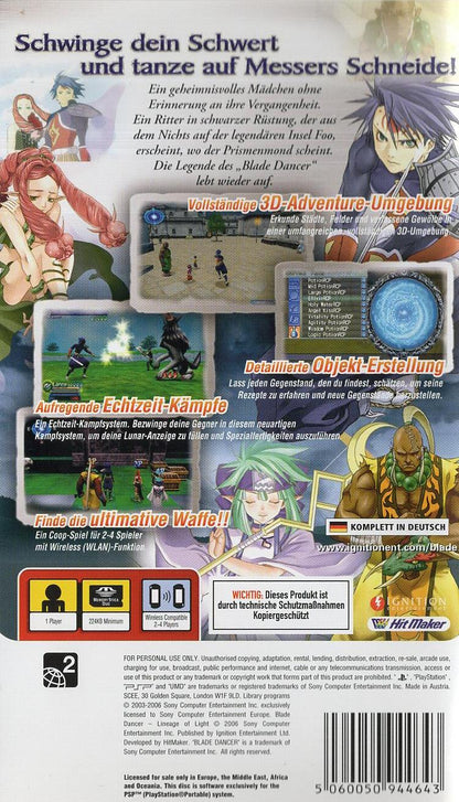 Blade Dancer: Lineage of Light - PlayStation Portable Rückseite