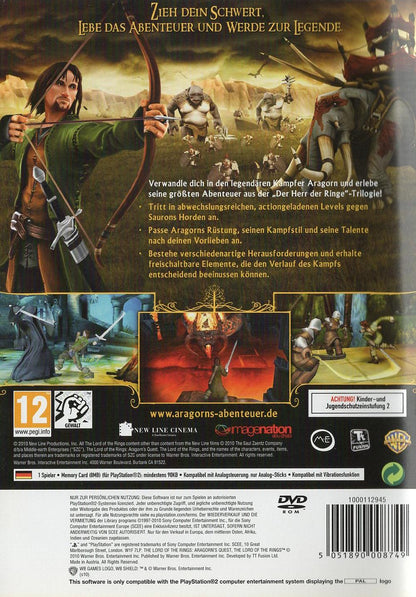Der Herr der Ringe: Die Abenteuer von Aragorn - PlayStation 2 Rückseite