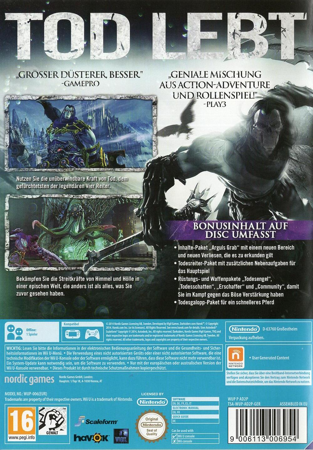 Darksiders II - Nintendo Wii U Rückseite