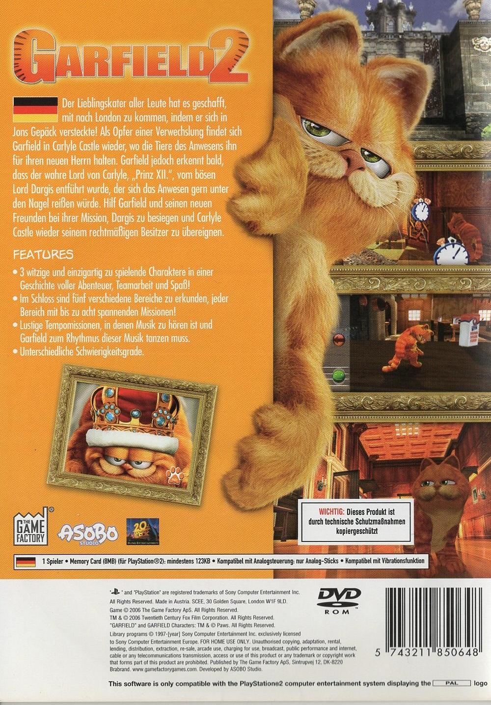Garfield 2 - PlayStation 2 Rückseite