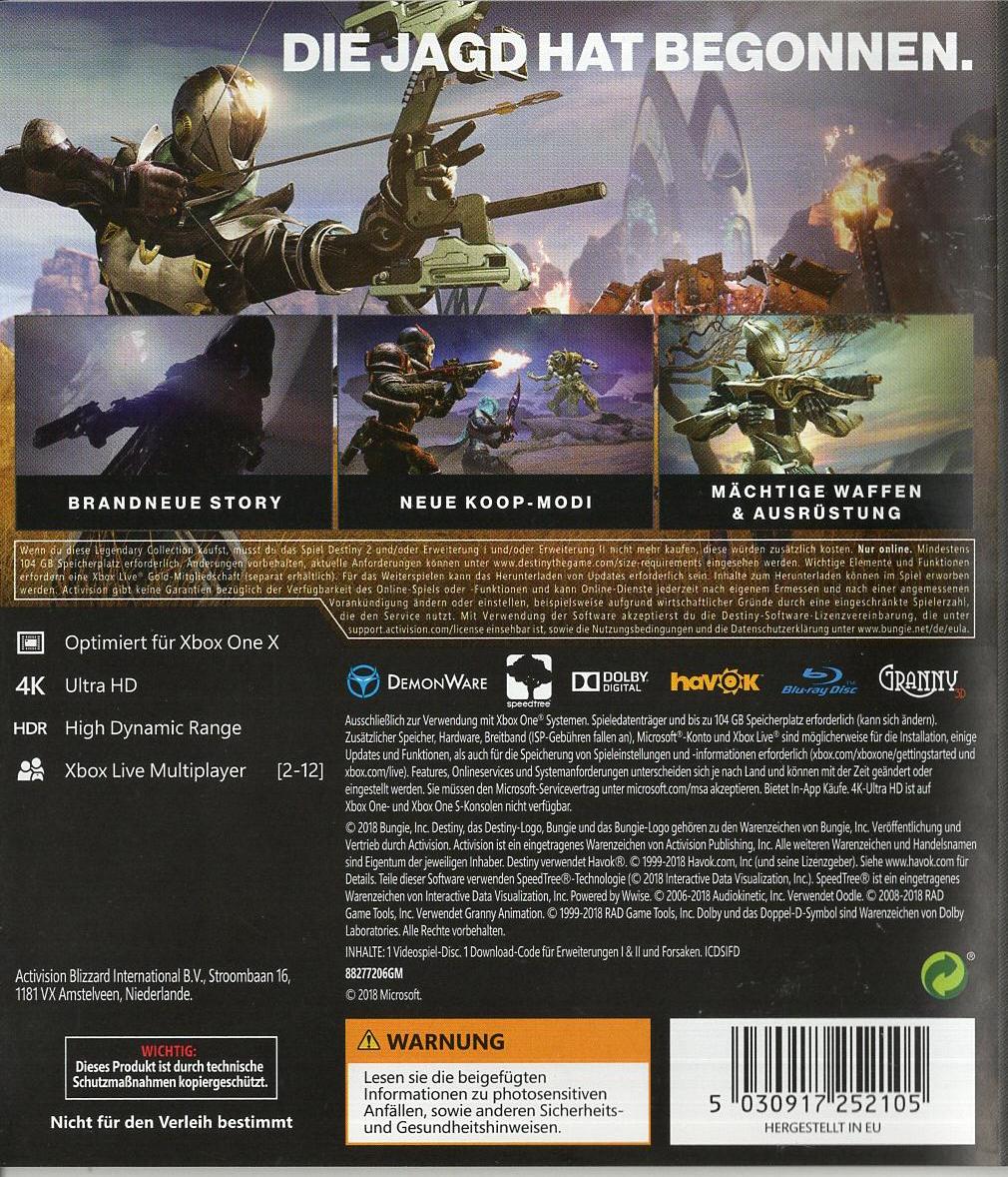 Destiny 2: Forsaken Legendary Collection - Xbox One Rückseite