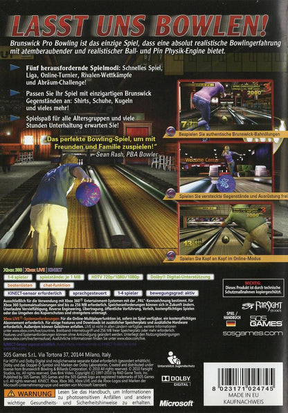 Brunswick Pro Bowling - Xbox 360 Rückseite