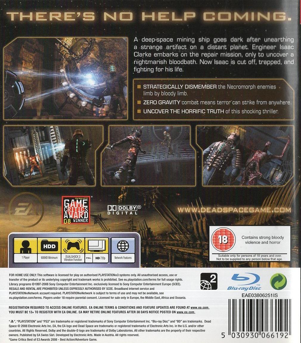 Dead Space - PlayStation 3 Rückseite