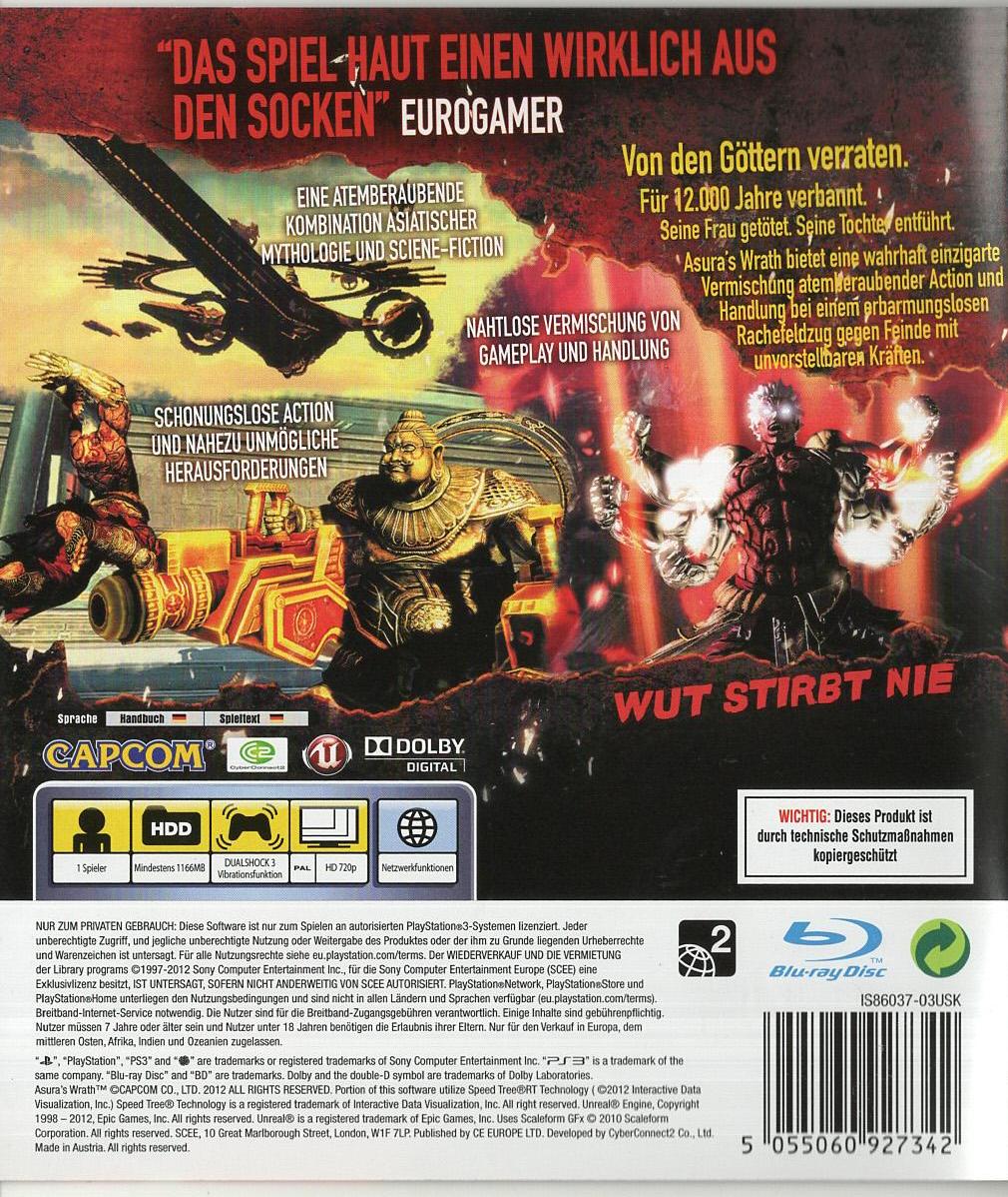Asura's Wrath - PlayStation 3 Rückseite