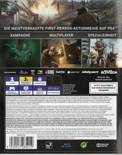 Call of Duty: Modern Warfare - PlayStation 4 Rückseite