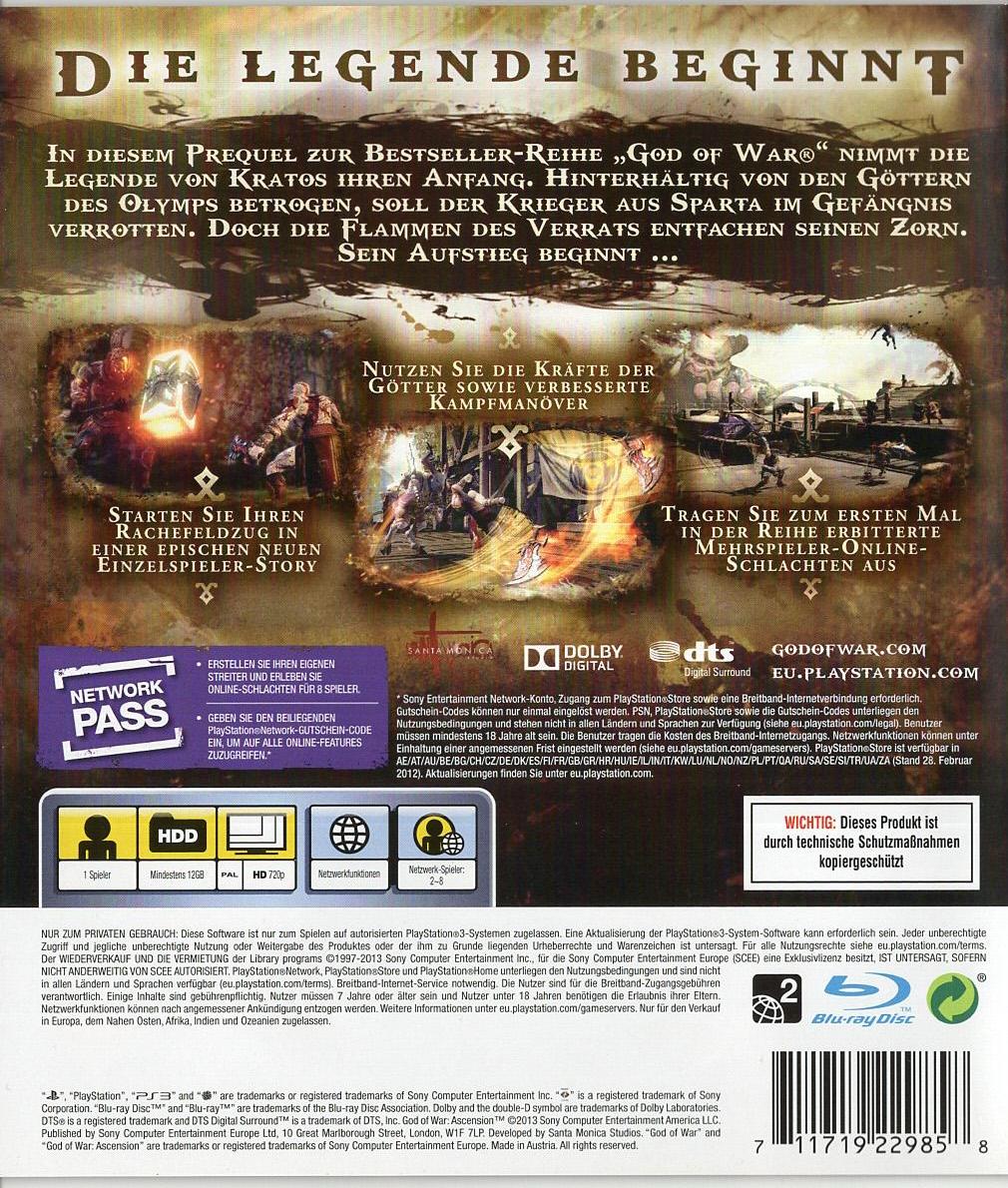 God of War: Ascension - PlayStation 3 Rückseite