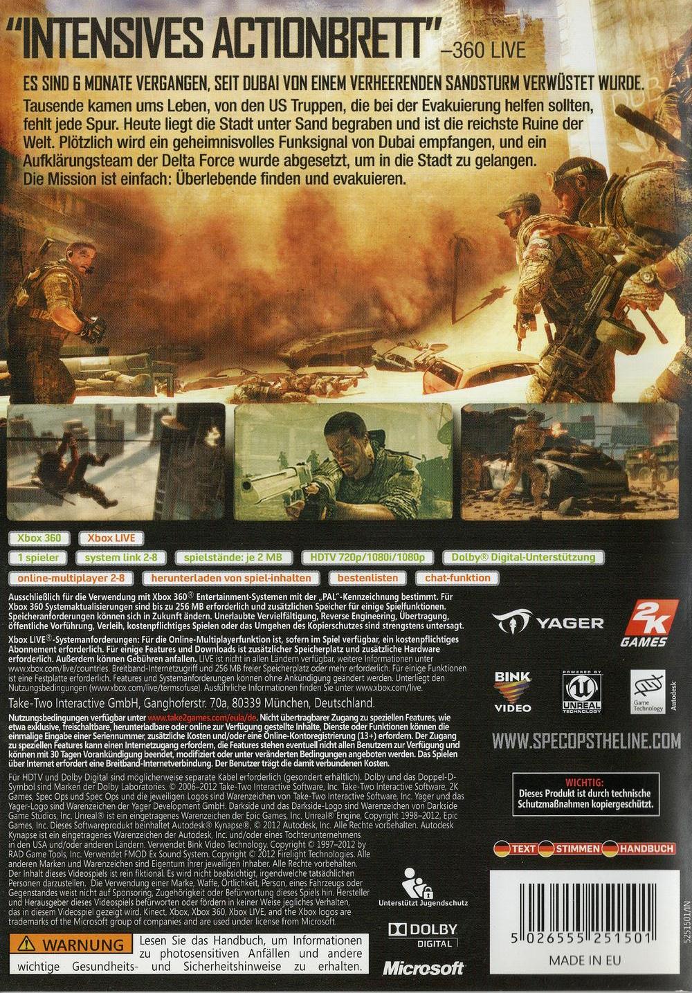 Spec Ops: The Line - Xbox 360 Rückseite