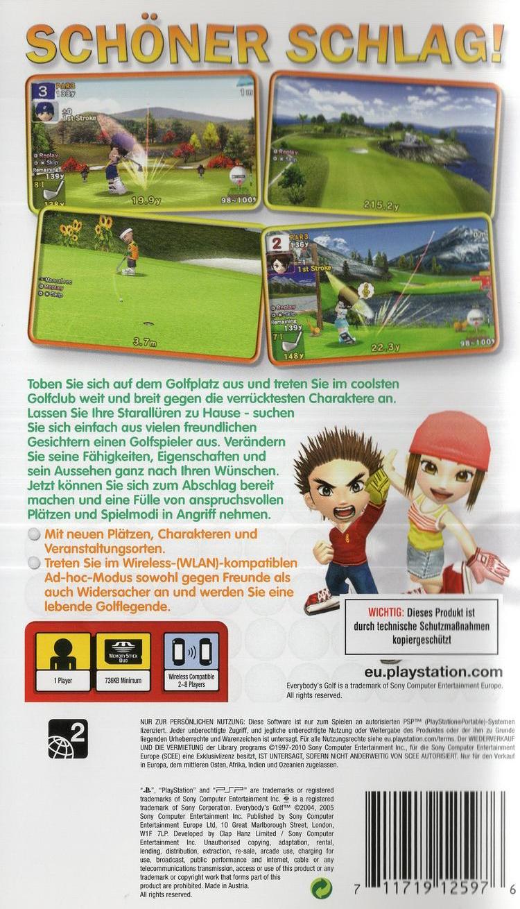 Everybody's Golf - PlayStation Portable Rückseite