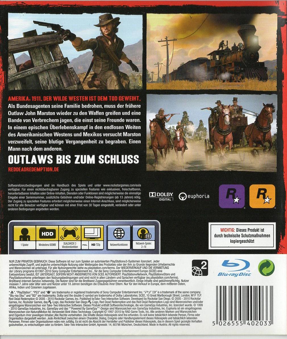 Red Dead Redemption - PlayStation 3 Rückseite