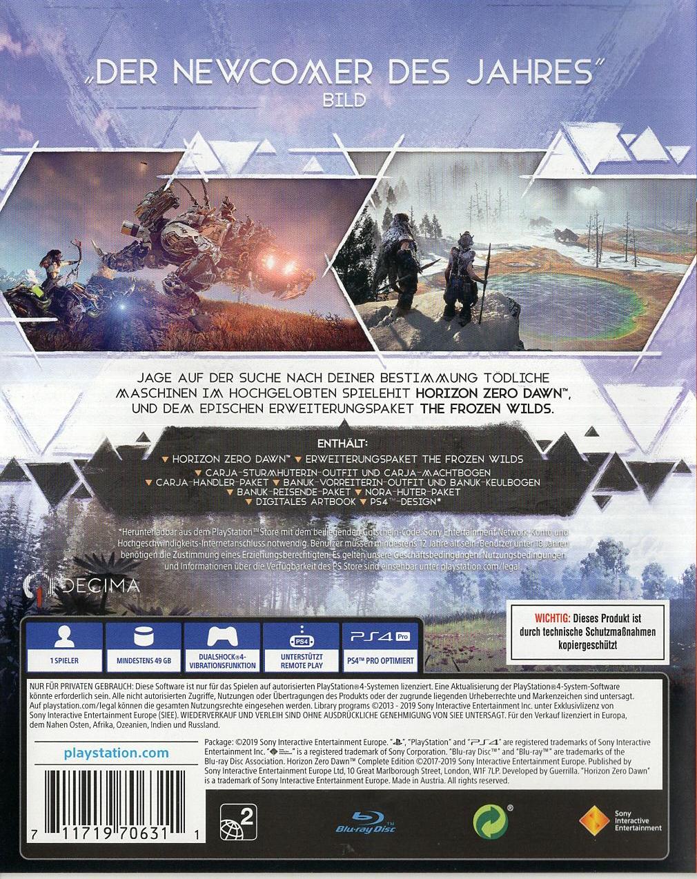 Horizon Zero Dawn: Complete Edition - PlayStation 4 Rückseite