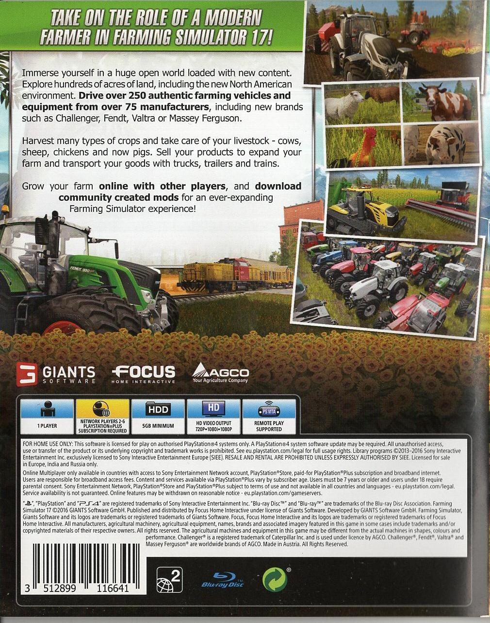 Farming Simulator 17 - PlayStation 4 Rückseite