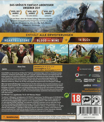 The Witcher 3: Wild Hunt - Game of the Year Edition - Xbox One Rückseite
