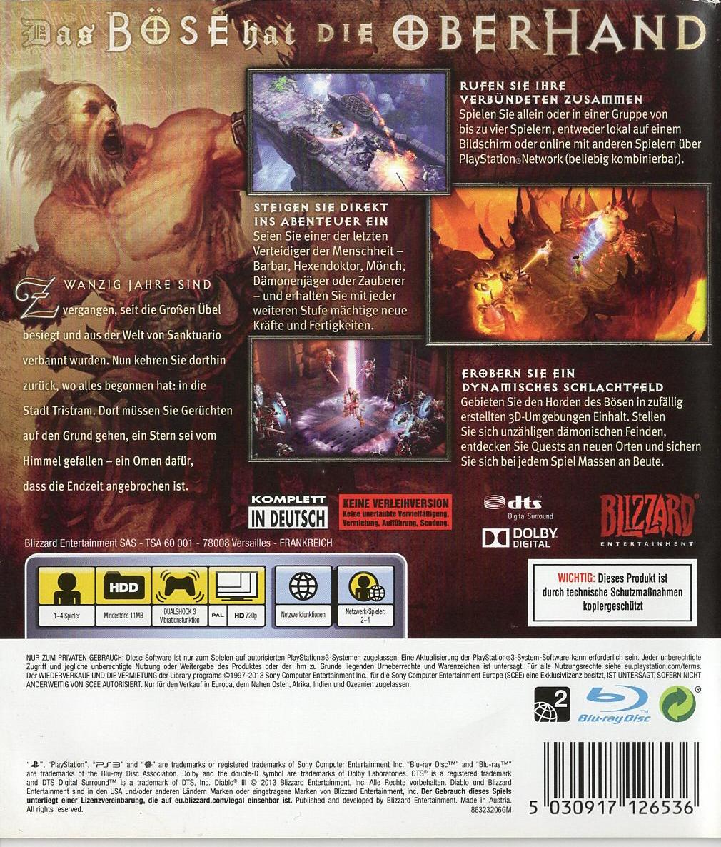 Diablo III - PlayStation 3 Rückseite