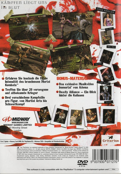 Mortal Kombat: Deadly Alliance - PlayStation 2 Rückseite