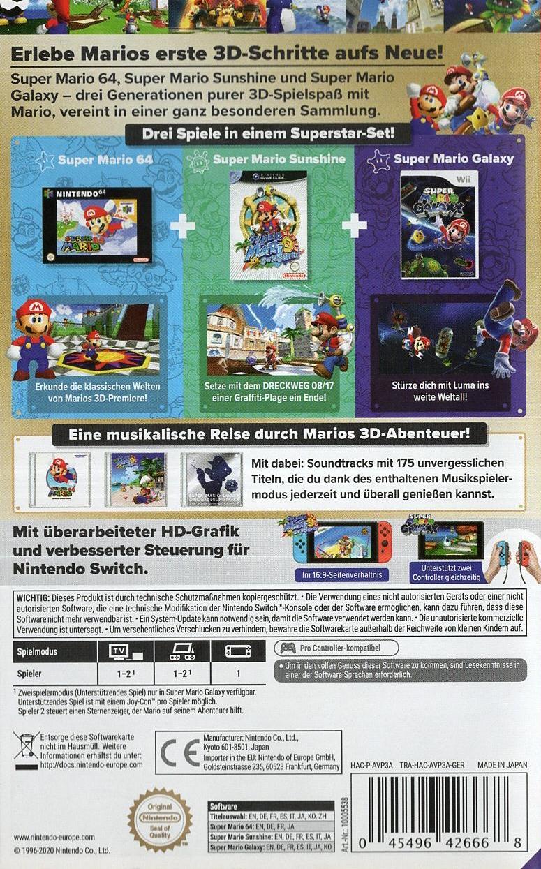 Super Mario 3D All-Stars - Nintendo Switch Rückseite