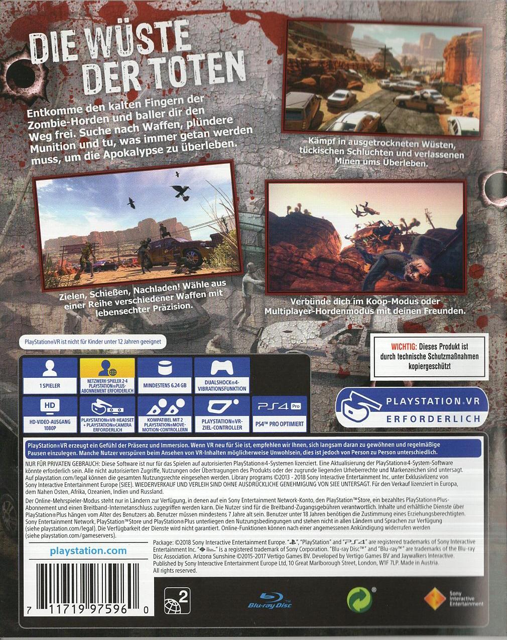 Arizona Sunshine - PlayStation 4 Rückseite