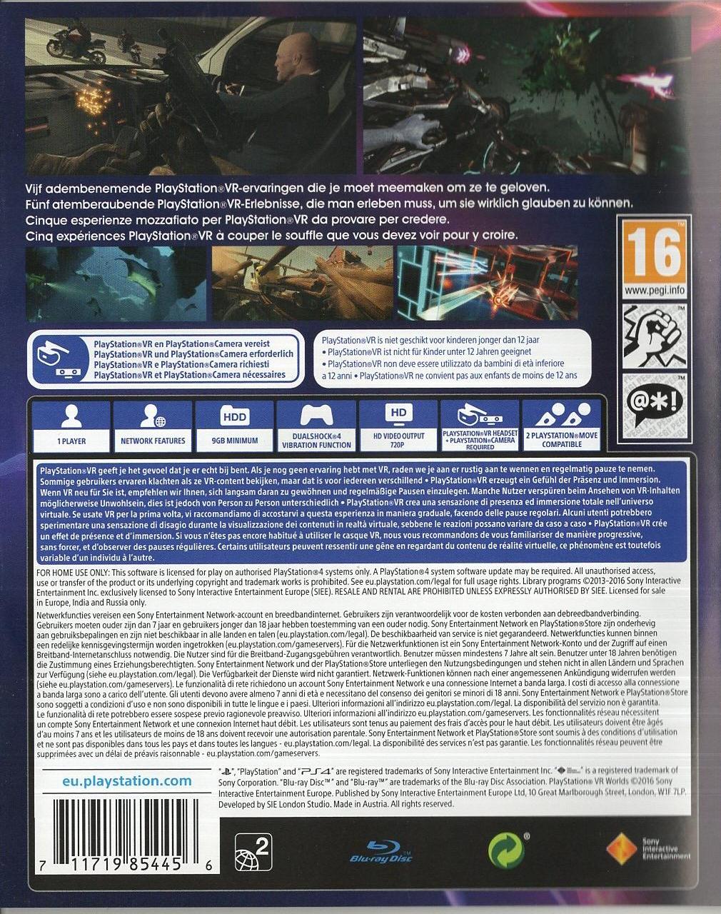PlayStation VR Worlds - PlayStation 4 Rückseite