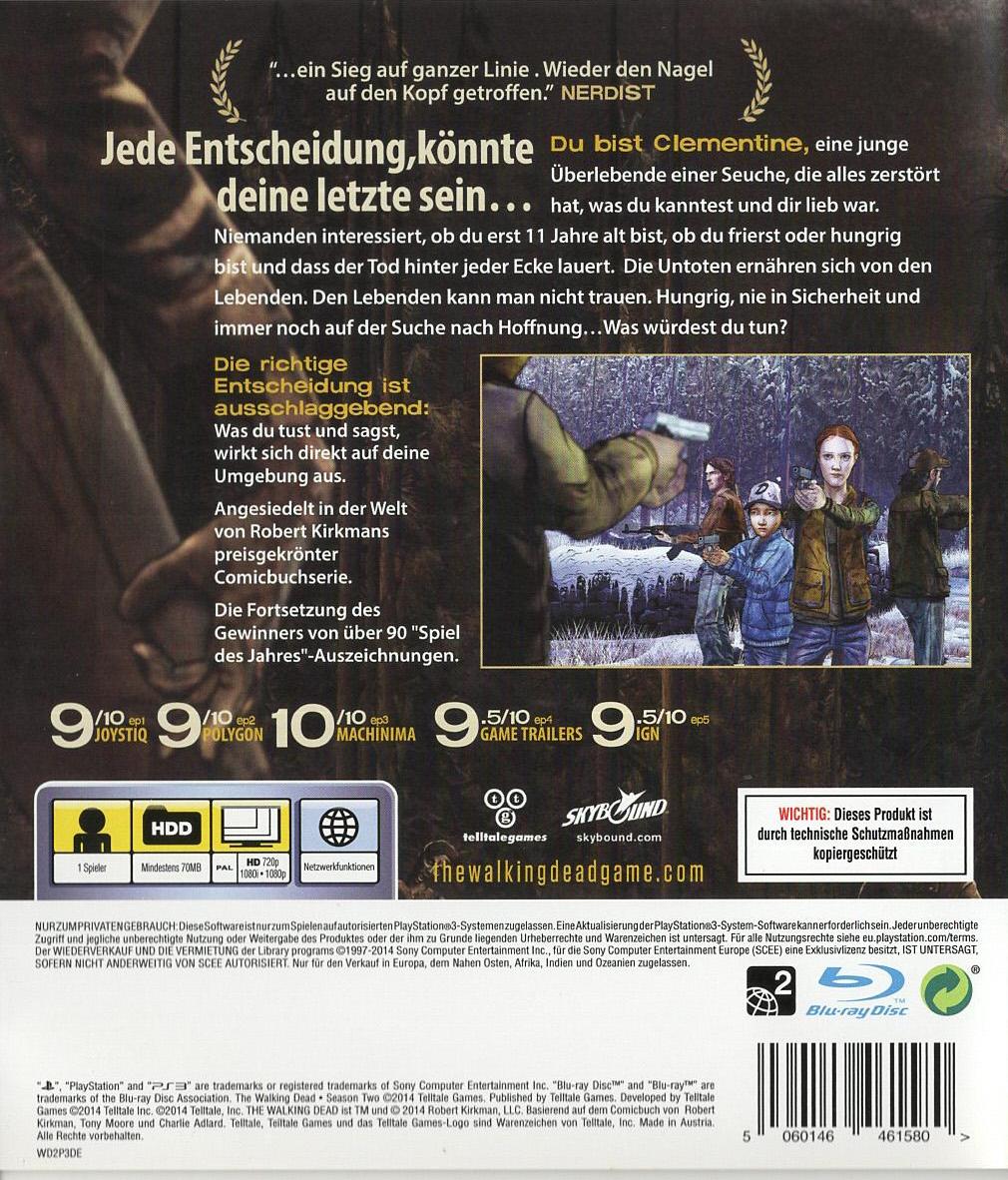 The Walking Dead: Season Two - PlayStation 3 Rückseite
