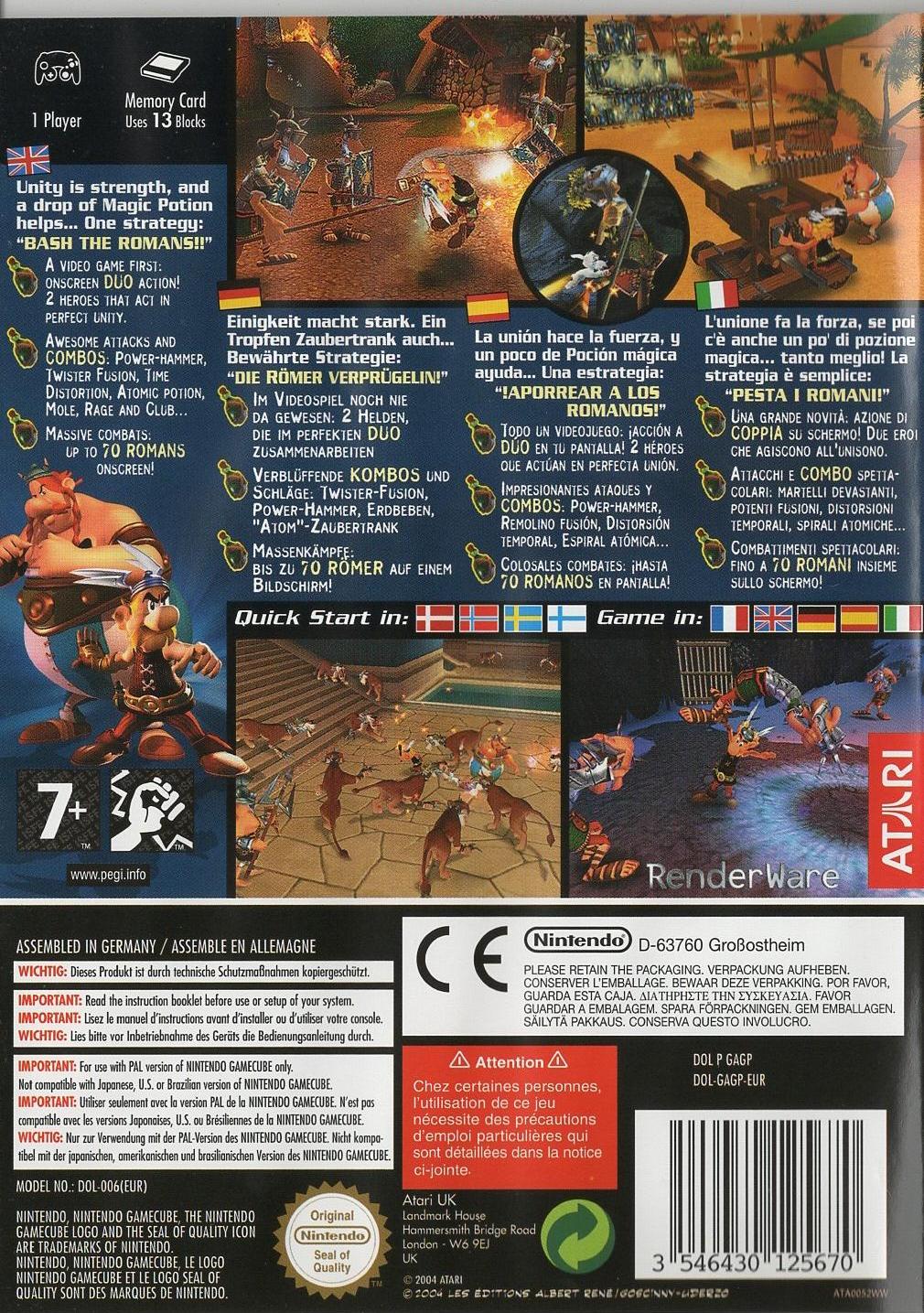 Asterix & Obelix XXL - Nintendo GameCube Rückseite