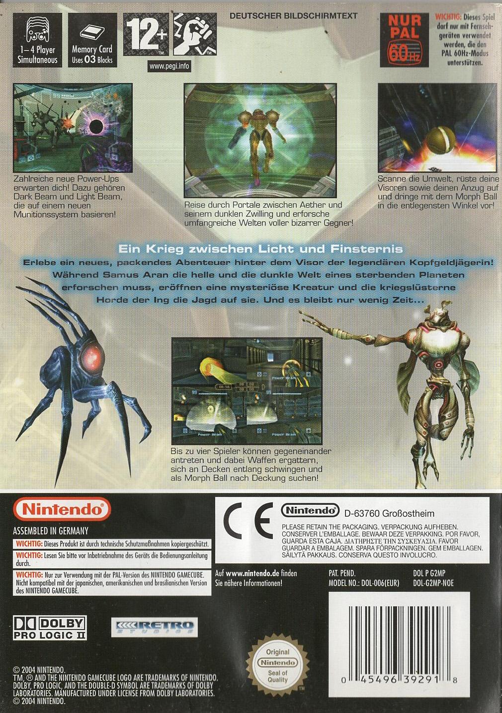 Metroid Prime 2: Echoes - Nintendo GameCube Rückseite