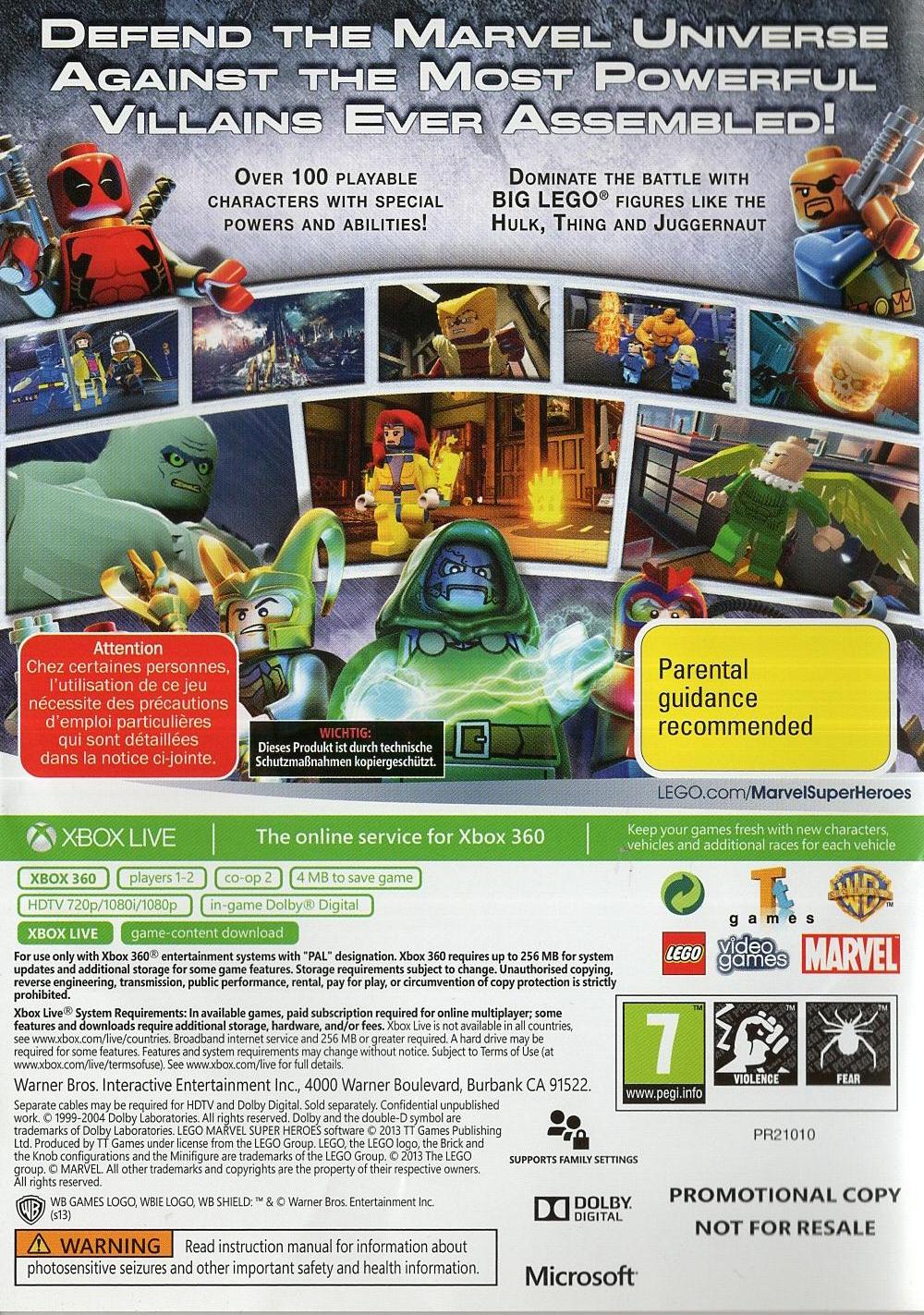 LEGO Marvel Super Heroes - Xbox 360 Rückseite